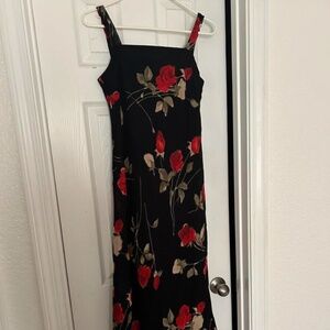 Carole Little 90's Rayon Rose Maxi Dress